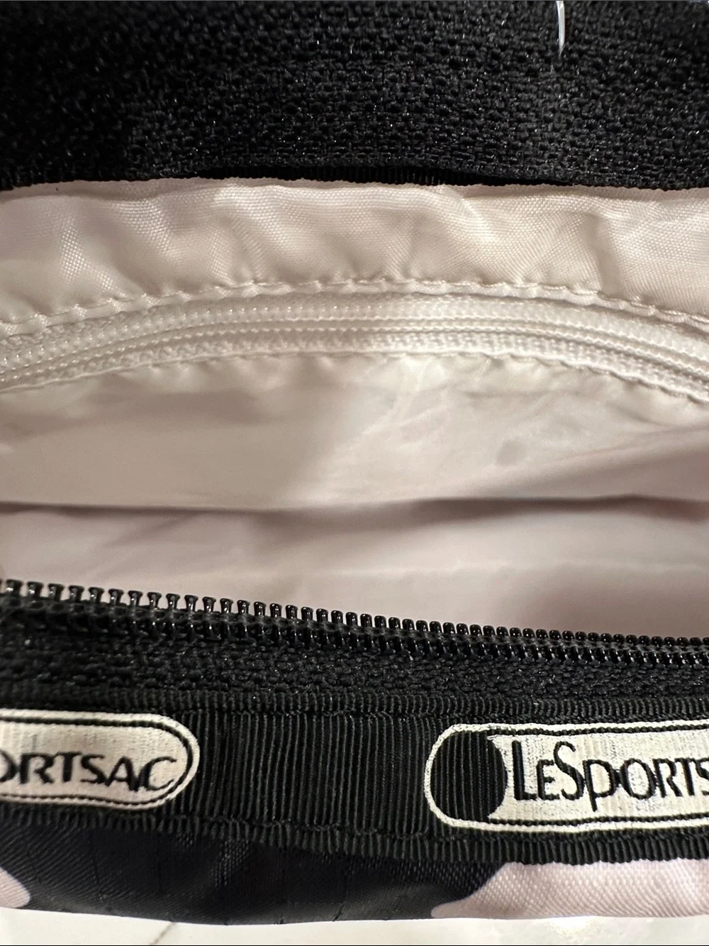 Lesportsac Black Shoulder Bag with Pink Polka Dots